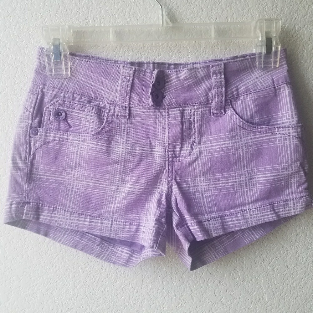 YMI Purple Plaid Shorts girls Sz 10 #107
